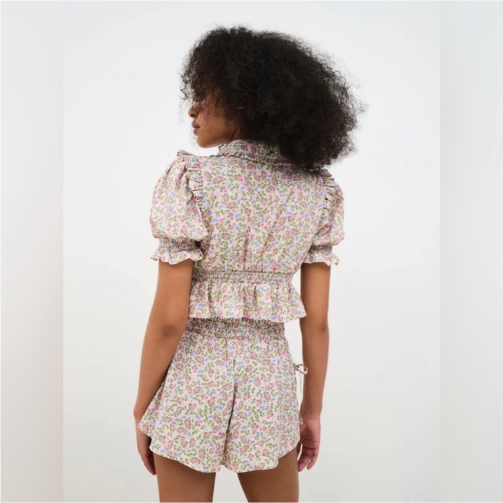 For Love & Lemons x VS LIKE NEW Baby Butterflies Sleep Crop Top Cottagecore XS - Picture 3 of 16